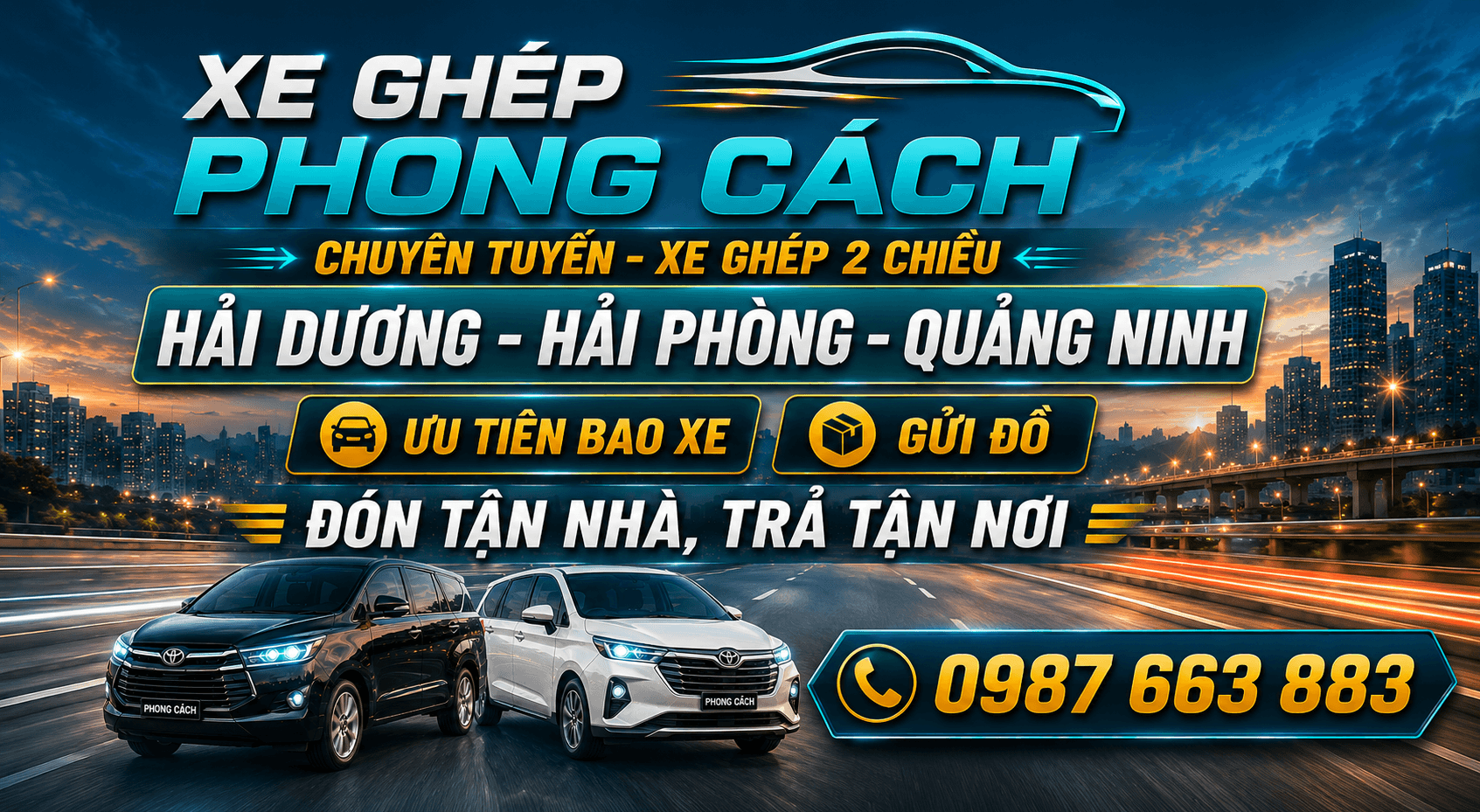 Xe Ghép Phong Cách chuyên tuyến Hải Dương, Hải Phòng và Quảng Ninh